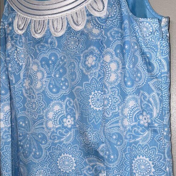 Ann Taylor Loft Dress Blue Floral Print 100% Cotton Sleeveless - Picture 4 of 14